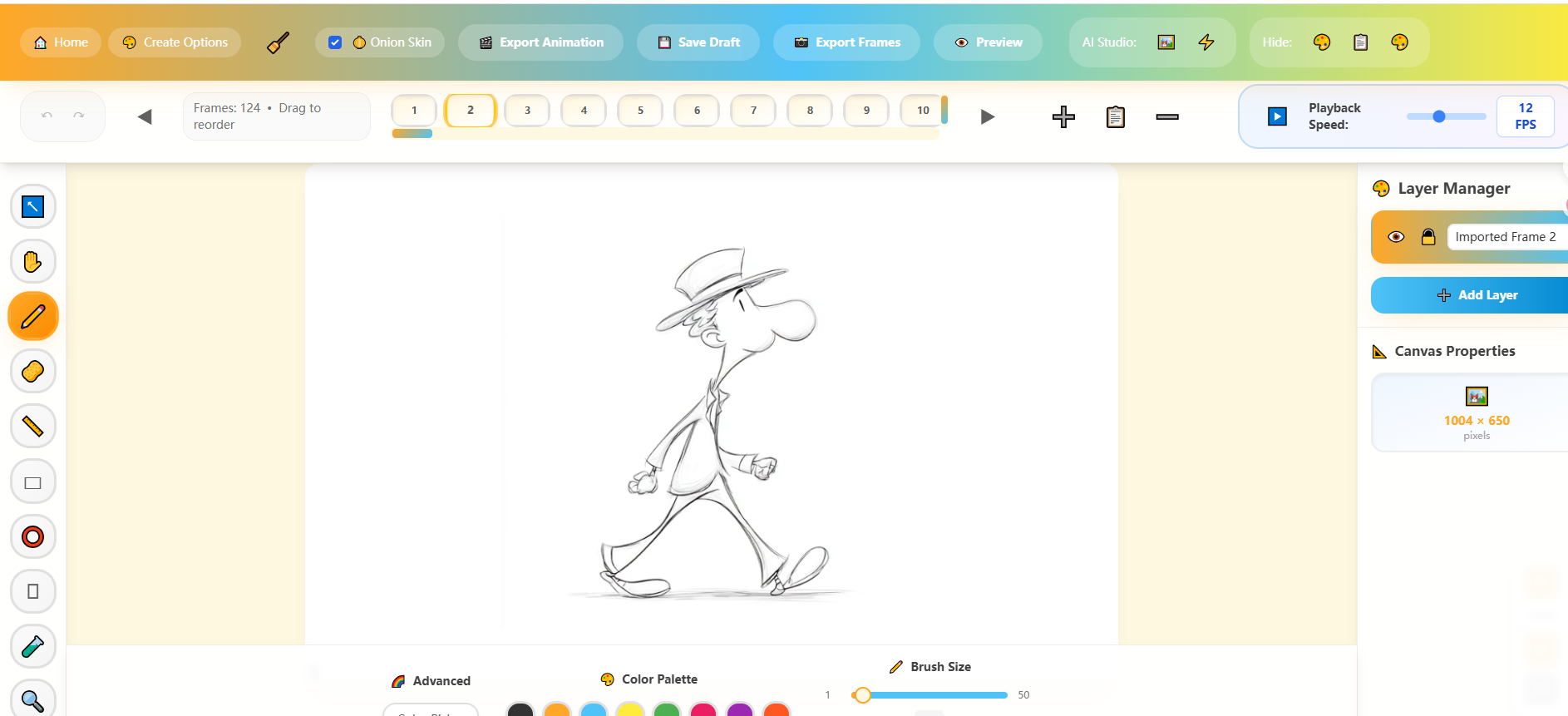 FlipbookDIY Canvas Editor Interface Screenshot